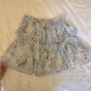 LoveShackFancy Woman’s Blue Floral Silk Skirt